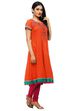 Orange Cotton Anarkali Kurta image number 2