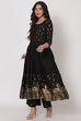 Black Viscose Kalidar Kurta image number 2