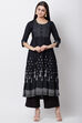 Black Viscose Rayon Kalidar Kurta image number 0