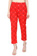 Red Cotton Slim Pants image number 0