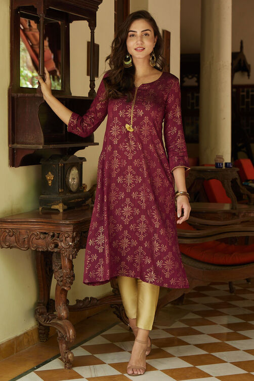 Phalsa LIVA A Line Kurta image number 0