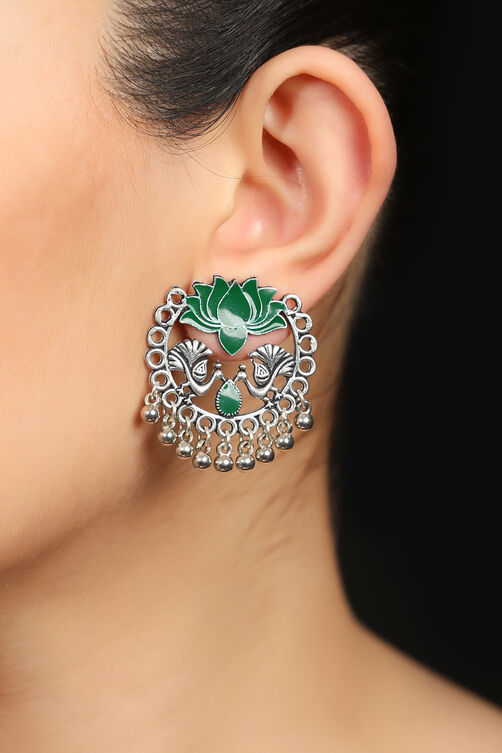 Green Enamel Earrings image number 0