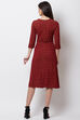 Maroon POLY COTTON      A Line Dress image number 4