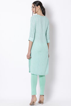 Green Viscose Straight Kurta image number 4