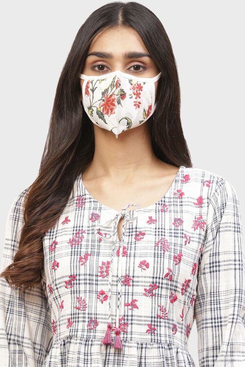 Off White Cotton Mask image number 0