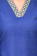 Blue Straight Cotton Kurta image number 4