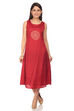 Red Flared Poly Cotton Dress image number 4