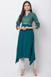 Green Poly Cotton A Line Kurta image number 0