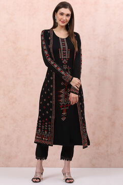 Black Acrylic Straight Kurta image number 0