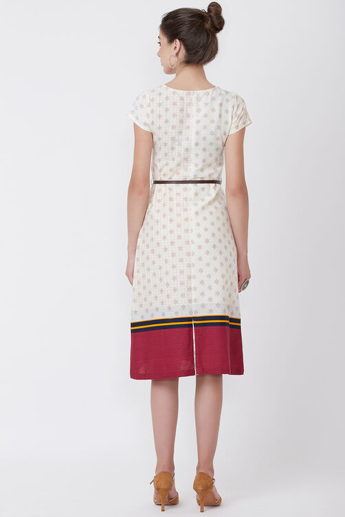 Ecru Cotton And Flex A Line Dress image number 4