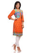 Blue & Orange Straight Cotton Kurta image number 2