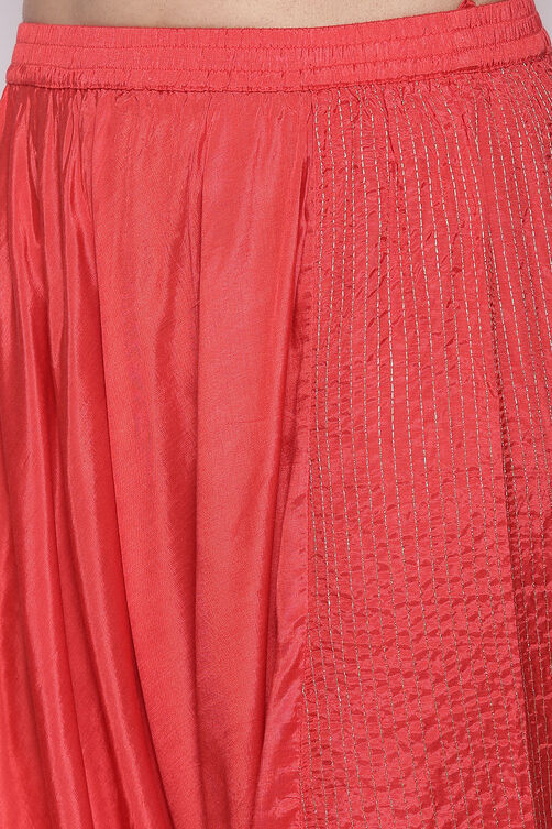 Coral Polyester Viscose Straight Suit Set image number 1