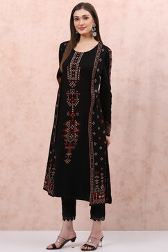 Black Acrylic Straight Kurta image number 2