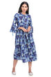 Blue Flared Cambric Cotton Dress image number 0