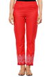 Red Cotton Straight Pants image number 0