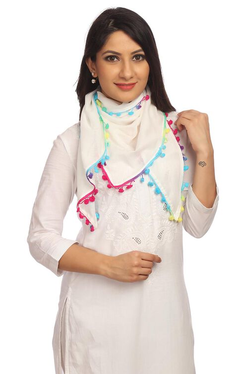 White Cotton Scarf image number 0