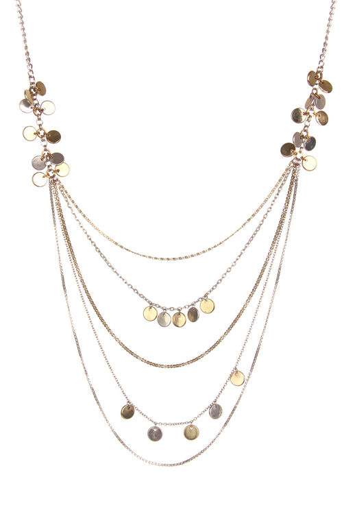 Golden & Silver Metal Brass Necklace image number 1