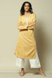 Yellow Acrylic Straight Printed Kurta image number 0