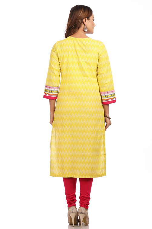 Lime Straight Cotton Kurta image number 1