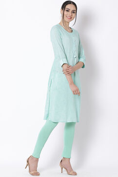 Green Viscose Straight Kurta image number 3