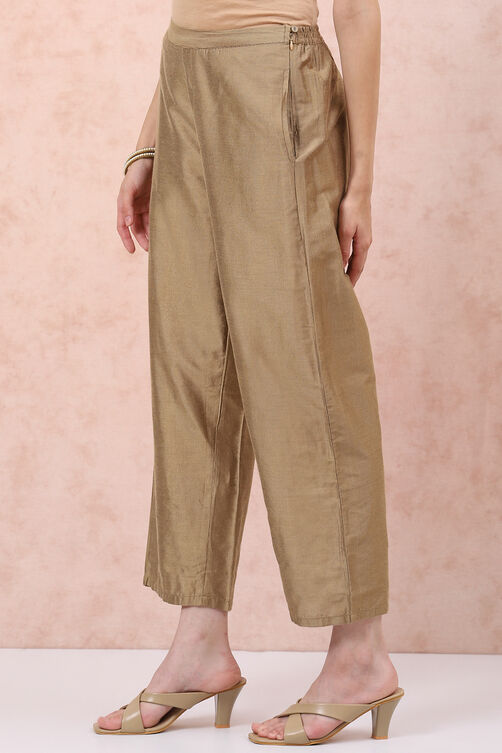 Gold Art Silk Palazzo Pants image number 2