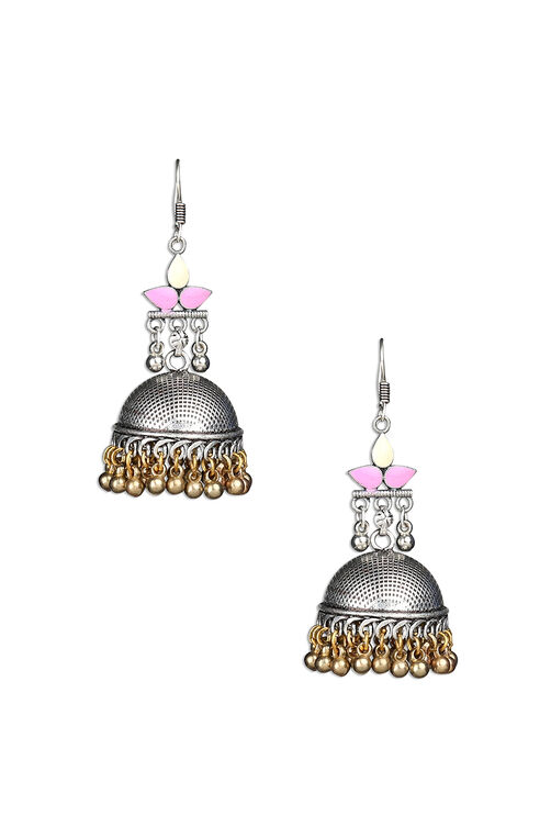 Pink And White Enamel Earrings image number 1