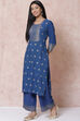 Indigo LIVA Straight Kurta image number 3