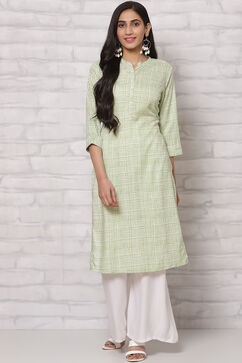 Olive Green LIVA Straight Kurta image number 0