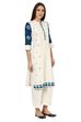 Off White Straight Cotton Kurta image number 3