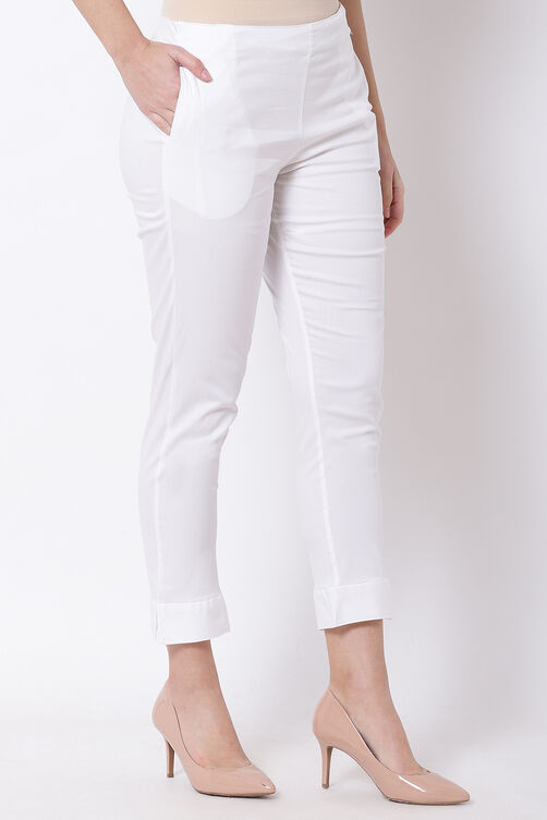 White Poly Lycra Slim Pants image number 3