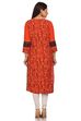 Orange Straight Cotton Kurta image number 3