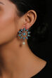 Turquoise Metal Brass Earrings image number 1