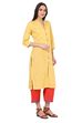 Yellow Straight Cotton Kurta image number 3