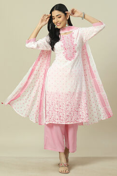 Pink LIVA Woven Straight Kurta Suit Set image number 0