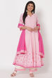 Pink Cotton Kalidar Kurta image number 5