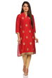 Red Straight Cotton Kurta image number 0