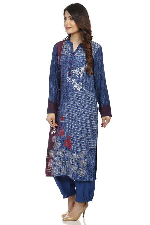 Indigo Straight Viscose Rayon Kurta image number 3