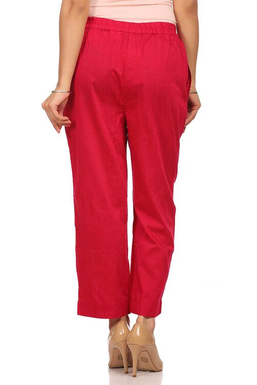 Pink Straight Viscose Slim Pants image number 2