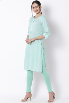 Green Viscose Straight Kurta image number 2