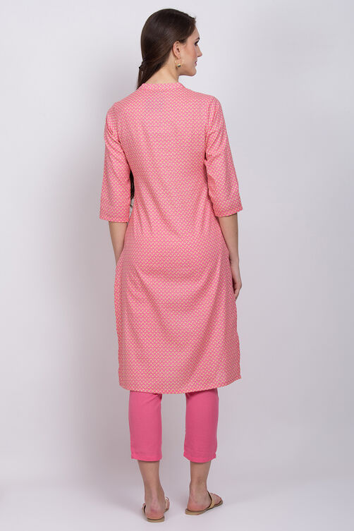 Pink Cotton Flex Straight Suit Set image number 4
