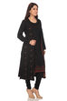 Black Front Open Poly Cotton Kurta image number 2