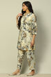 Off White Viscose Blend Straight Printed Kurta Salwar Suit Set image number 3