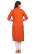 Rust Straight Cotton Kurta image number 3