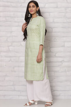 Olive Green LIVA Straight Kurta image number 2