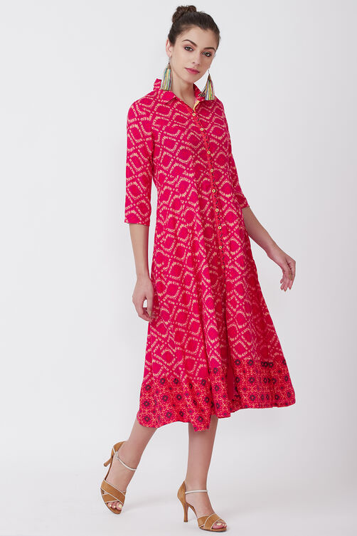 Pink Viscose Kalidar Dress image number 3