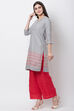 Grey Poly Cotton Straight Kurta image number 2