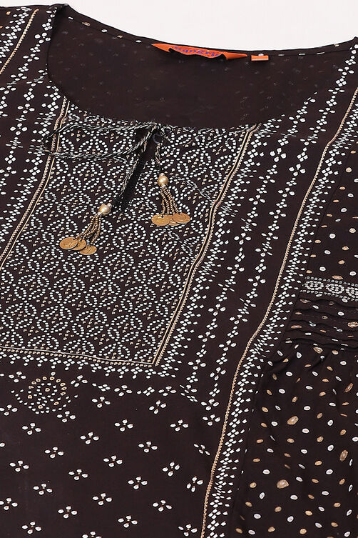 Black LIVA Bandhani Print Suit Set image number 1