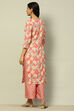 Coral Viscose Blend Straight Printed Kurta Palazzo Suit Set image number 4