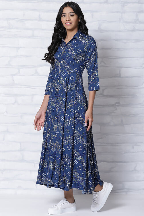 Blue LIVA Kalidar Dress image number 4