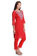 Red Straight Cambric Cotton Kurta image number 2